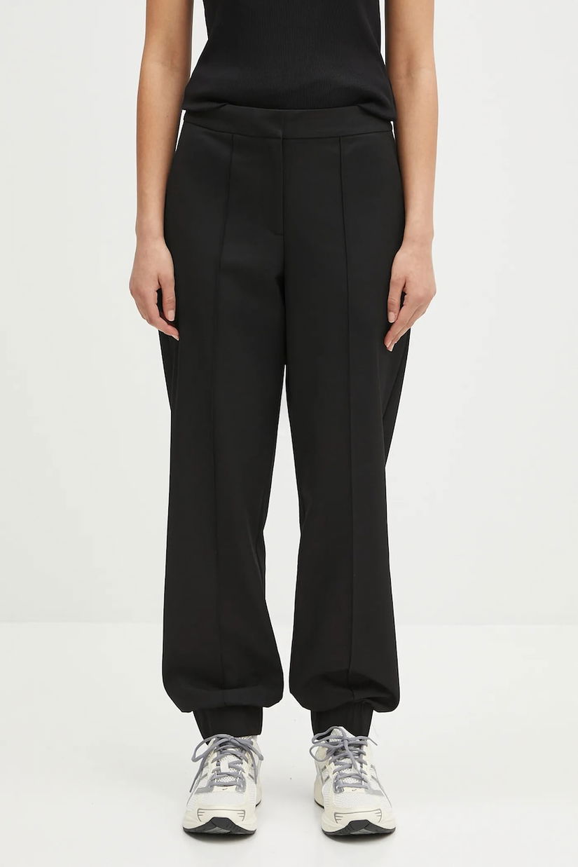 Samsoe Samsoe pantaloni Saneem culoarea negru, drept, high waist, F25100156