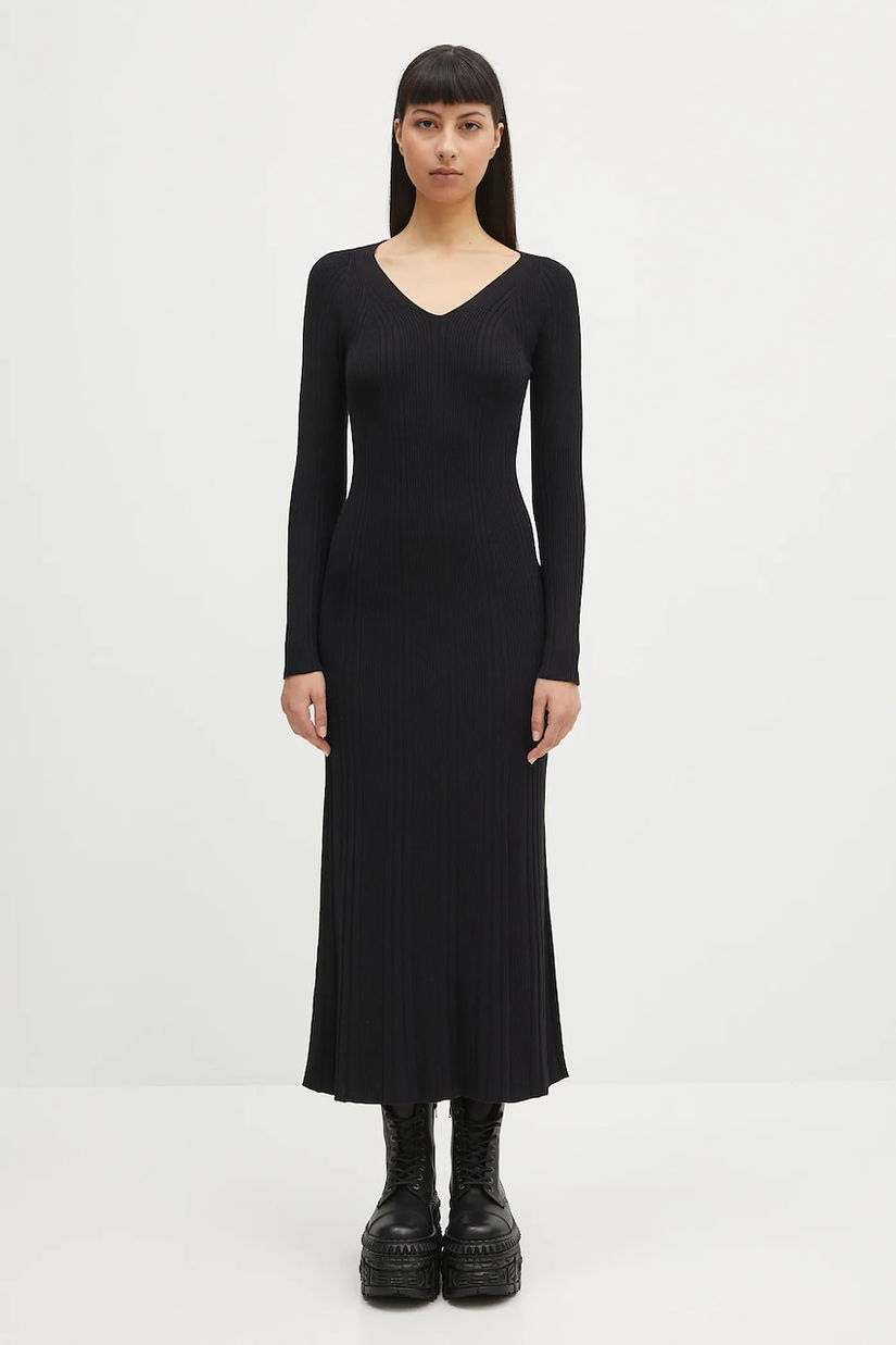 Samsoe Samsoe rochie Sacheryl V-Neck culoarea negru, maxi, dreaptă, F25100046