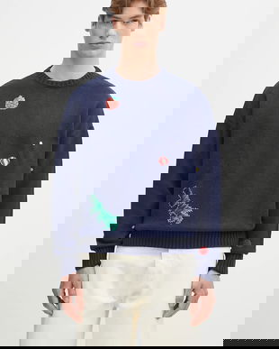 Fiorucci pulover din amestec de lână Multipatch Dinosaur culoarea bleumarin, călduros, M02SPKSW255KN01BL05