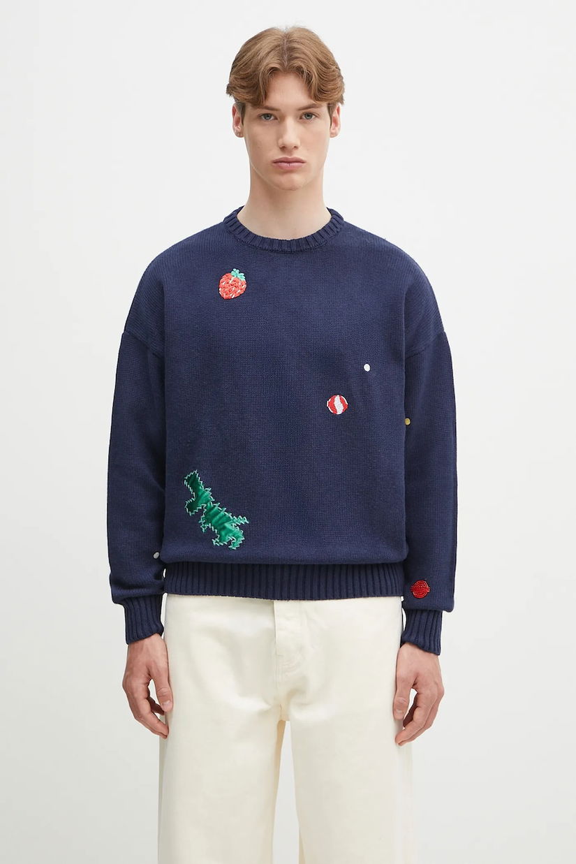 Fiorucci pulover din amestec de lână Multipatch Dinosaur culoarea bleumarin, călduros, M02SPKSW255KN01BL05