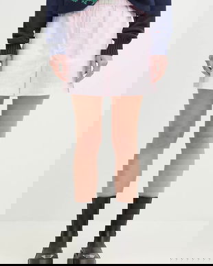 Fiorucci pantaloni scurți din bumbac Gingham Logo femei, culoarea roz, cu imprimeu, high waist, W02SPBSH300CO01PN02