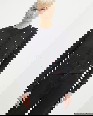 Fiorucci cardigan din lână Confetti Dot Print Logo femei, culoarea negru, W02SPKCA337KN03BK01