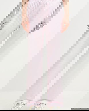 Fiorucci pantaloni de bumbac Gingham Logo culoarea roz, lat, high waist, U02SPBPA299CO01PN02