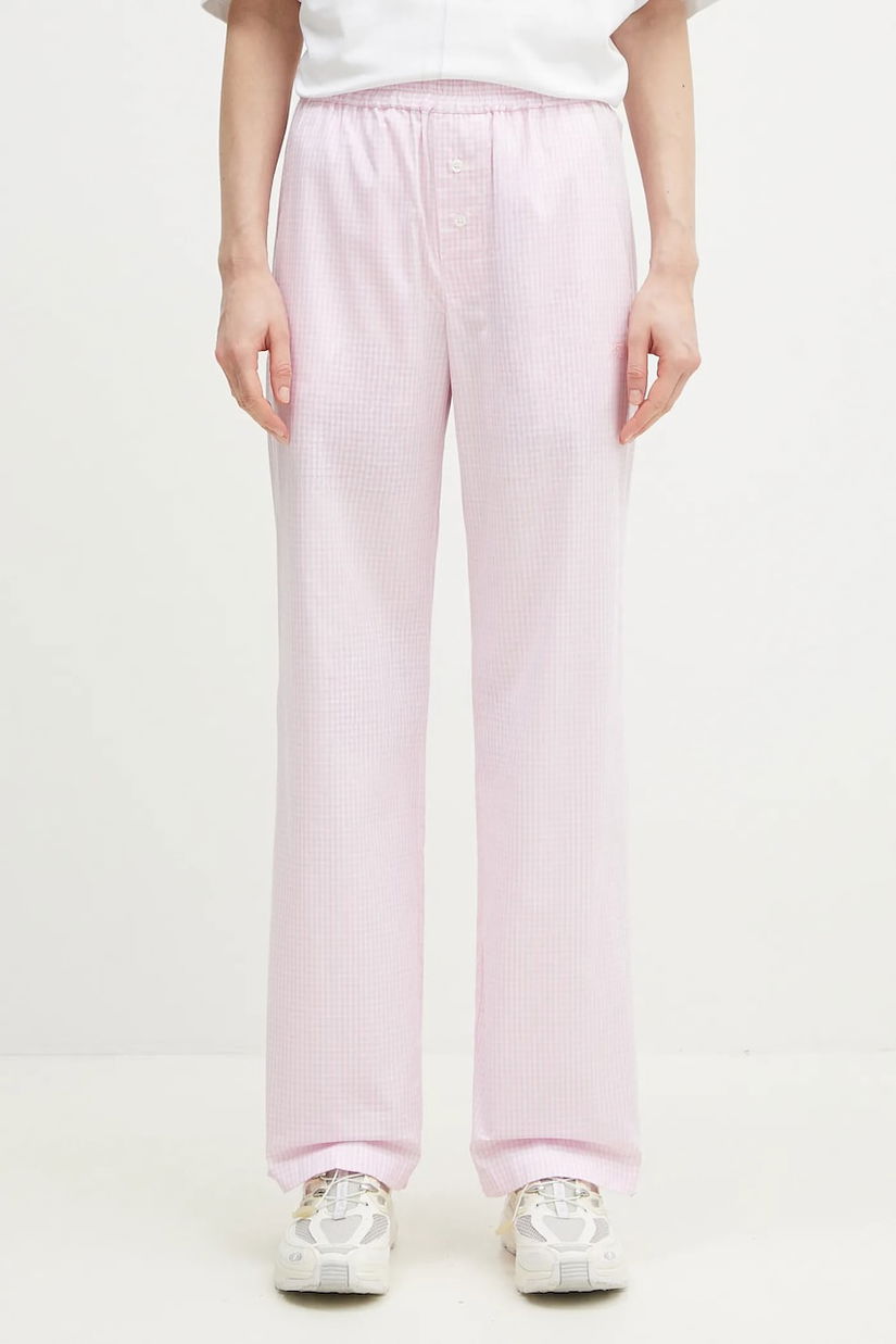 Fiorucci pantaloni de bumbac Gingham Logo culoarea roz, lat, high waist, U02SPBPA299CO01PN02