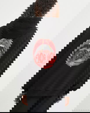 Fiorucci hanorac de bumbac Cherry Mouth Print Relaxed Fit culoarea negru, cu glugă, cu imprimeu, W02FPSHO092CJ05BK02