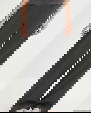 MM6 Maison Margiela pantaloni din lână culoarea gri, drept, high waist, S52KA0538.S47848.860M