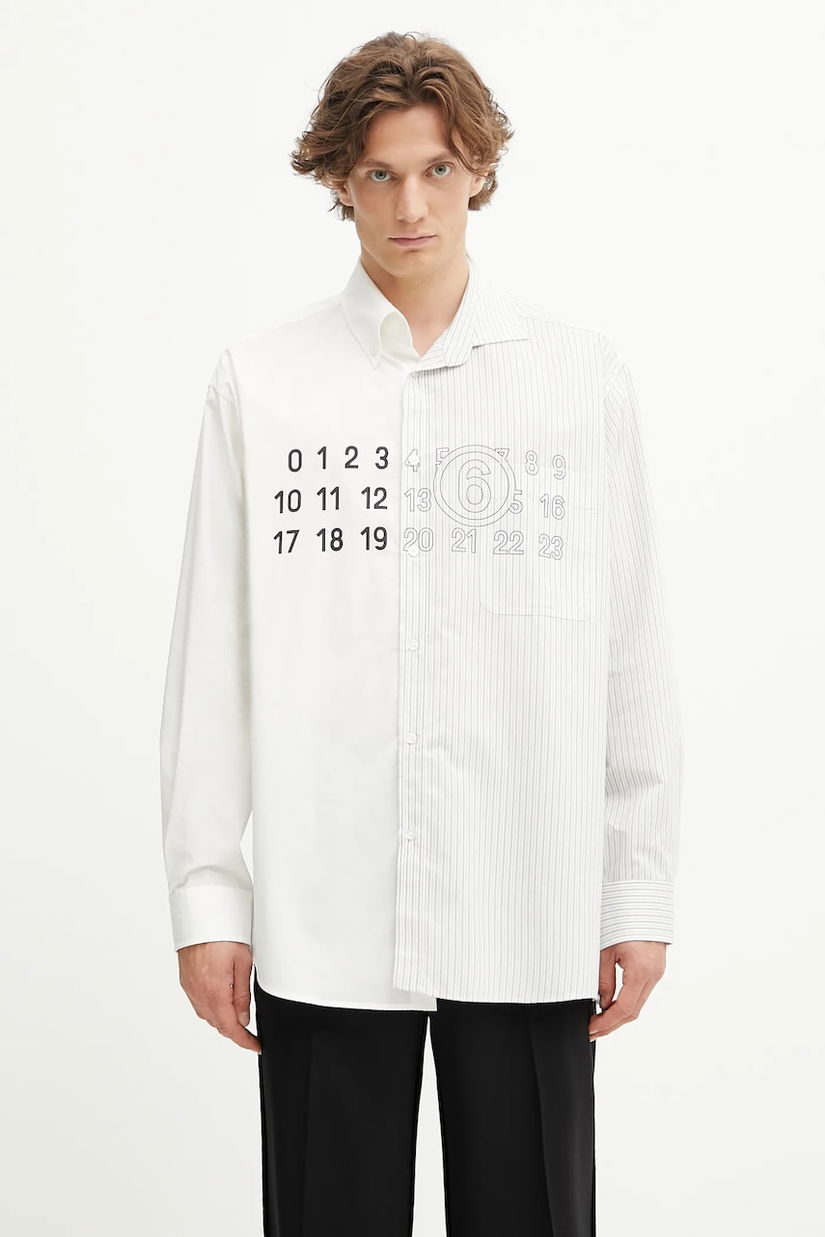 MM6 Maison Margiela camasa din bumbac culoarea alb, cu guler button-down, relaxed, SH0DT0025.MTN085.961