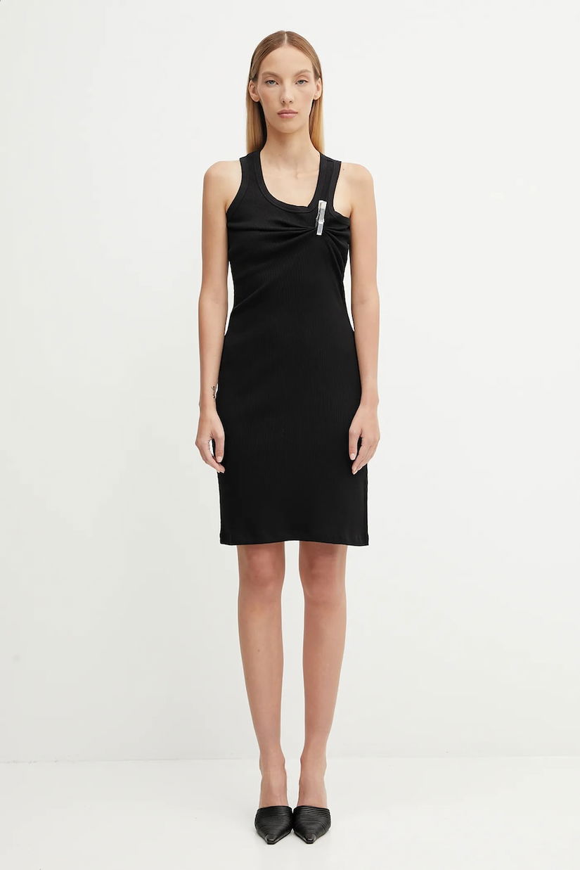 Coperni rochie din bumbac Washing Clip Rib Dress culoarea negru, midi, mulată, COPR192F5033