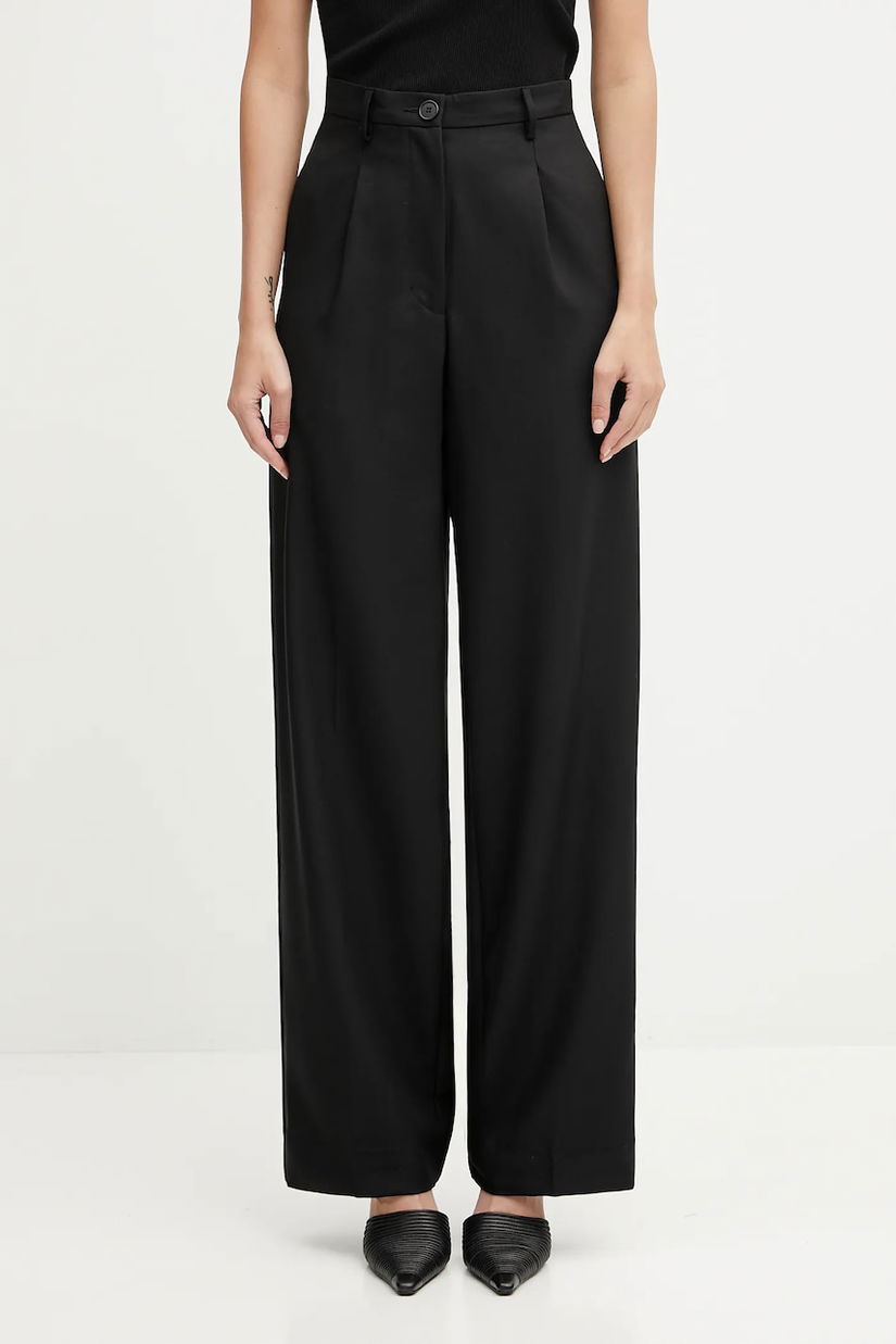 Fiorucci pantaloni Wide Leg Tailored Wool culoarea negru, lat, high waist, W02FPBPA464WO01BK01