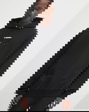 Heliot Emil hanorac de bumbac culoarea negru, cu glugă, uni, PREAW25_M_08_077_BLK01