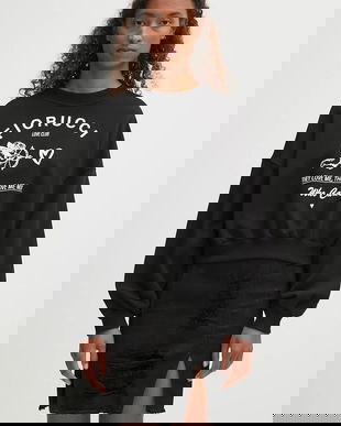 Fiorucci hanorac de bumbac Cupid Love Club Print Cropped culoarea negru, cu imprimeu, W02FPSCR269CJ05BK01