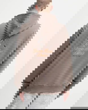 Drôle de Monsieur hanorac de bumbac Le Hoodie Grand HUtel culoarea maro, cu glugă, cu imprimeu, H.HO184.CO127