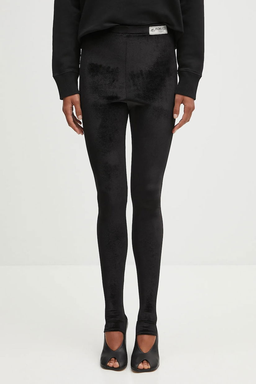 Fiorucci leggins de catifea Velour Semi-Footed culoarea negru, uni, W02FPBPA372VR01BK01
