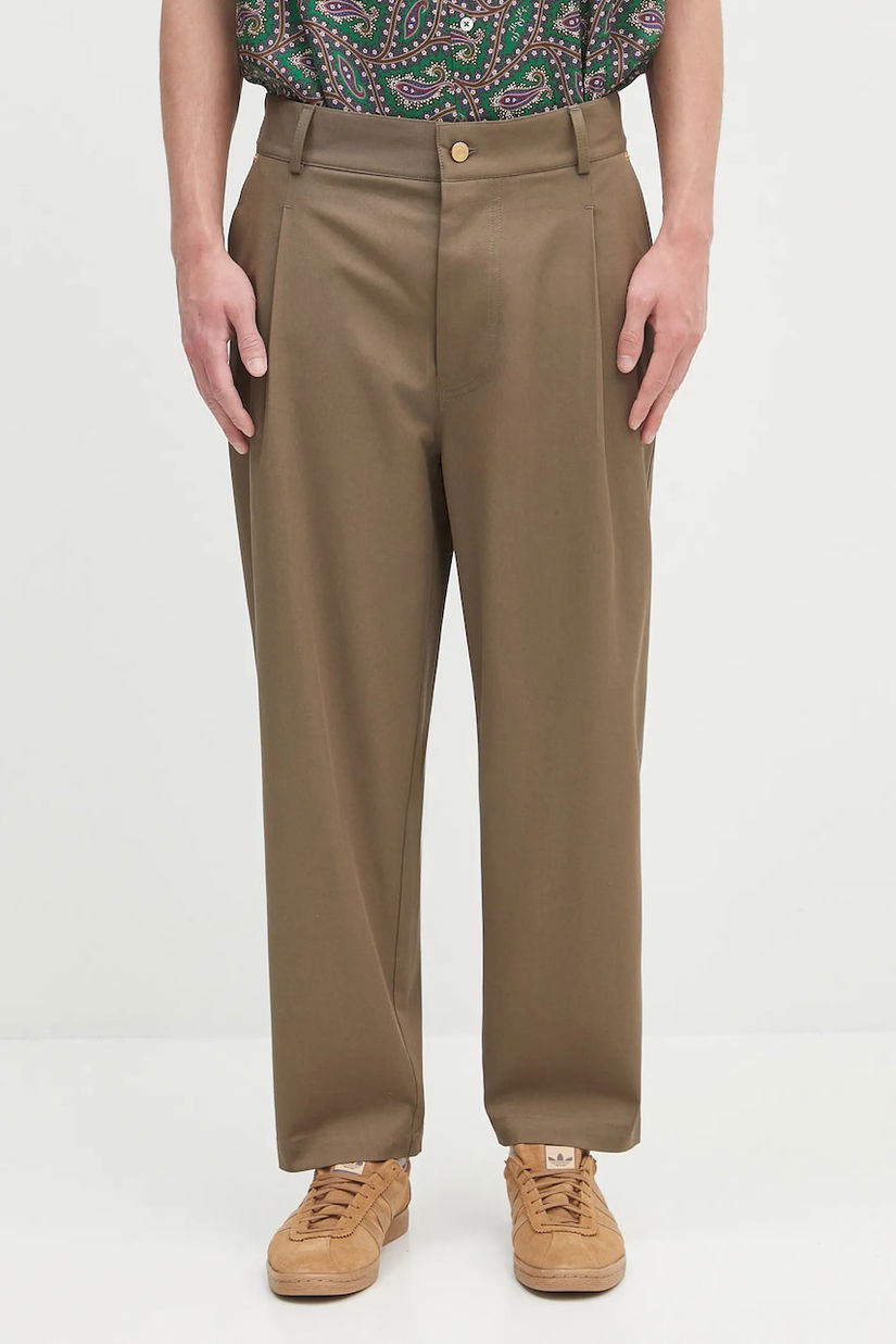 Drôle de Monsieur pantaloni Le Pantalon Cropped Twill culoarea bej, drept, H.BP155.CO214