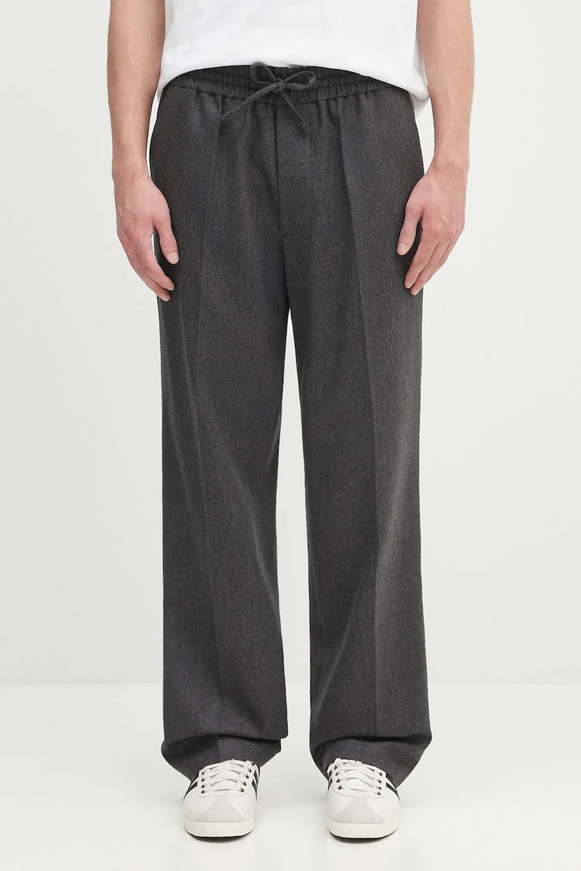 Drôle de Monsieur pantaloni de lână Le Pantalon ...lastiquE Flanelle culoarea gri, drept, H.BP191.WV008