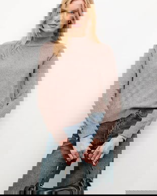 Answear.LAB pulover de cașmir culoarea bej, light, cu guler