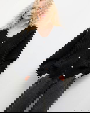 Answear.LAB cardigan din cașmir culoarea negru