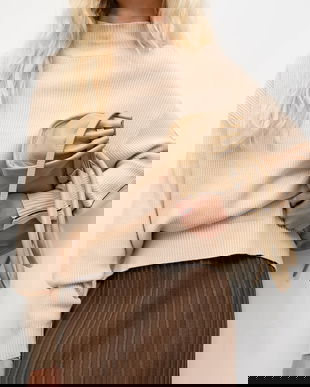 Answear.LAB pulover de cașmir culoarea bej, cu turtleneck