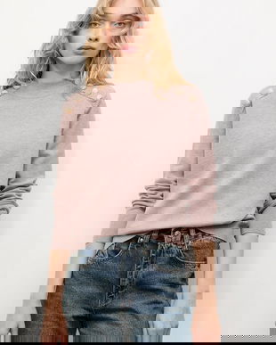 Answear.LAB pulover de cașmir culoarea bej, cu turtleneck