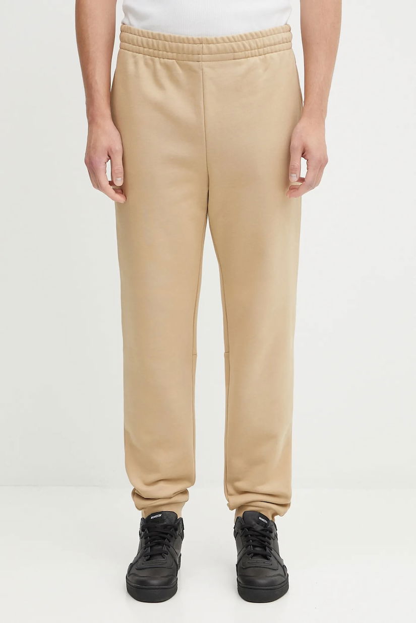 Lacoste pantaloni de trening din bumbac culoarea verde, uni, XH9833