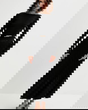 Fracomina rochie culoarea negru, maxi, evazați, FS25WD2003W411F9