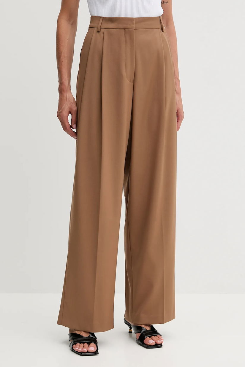 Fracomina pantaloni culoarea maro, lat, high waist, FS25WV3016W66101