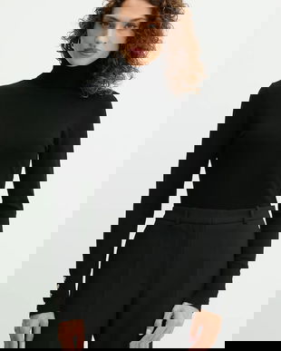 Fracomina pulover culoarea negru, light, cu guler, FR25WT7001K42101