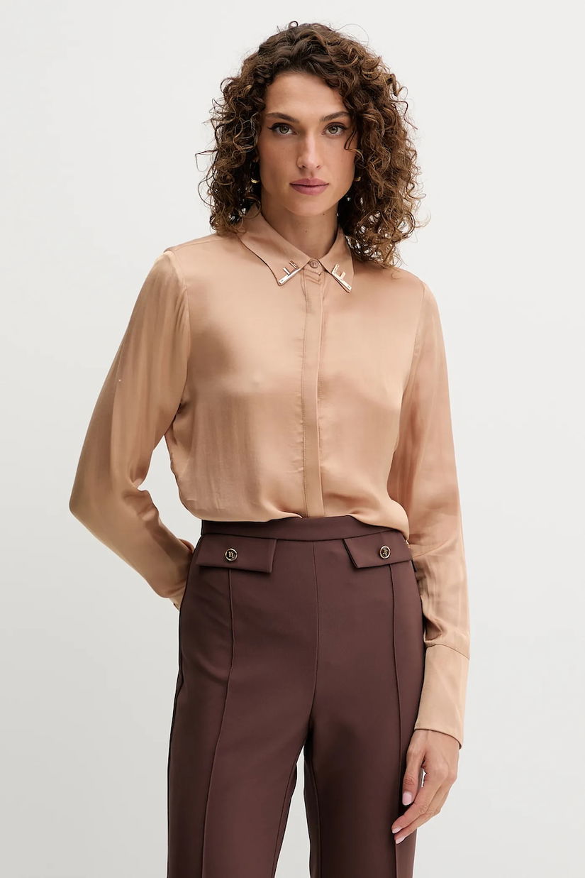 Fracomina cămașă culoarea bej, cu guler clasic, regular, FS25WT6010W65101