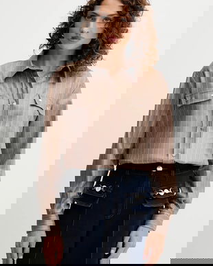 Fracomina cămașă culoarea bej, cu guler clasic, regular, FS25WT6011W479T4