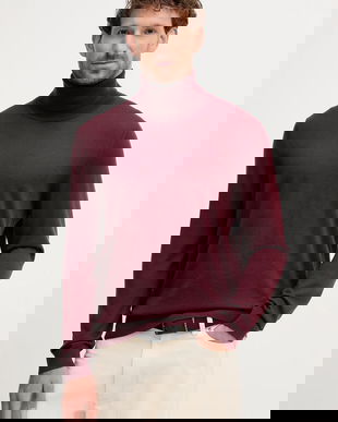 BOSS pulover de casmir BECKHAM X BOSS culoarea bordo, light, cu guler, 50557974