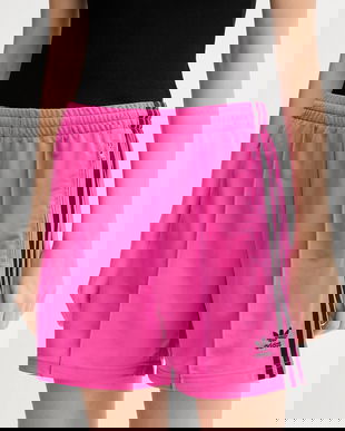 adidas Originals pantaloni scurți Firebird culoarea roz, cu imprimeu, high waist, JW5049