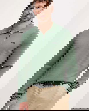 BOSS Green pulover de bumbac culoarea verde, light, 50551688