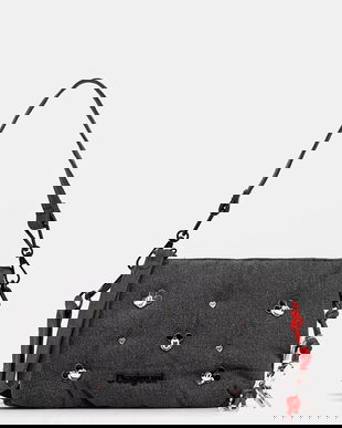 Desigual poșetă MICKEY STUD culoarea gri, 25WAXD08