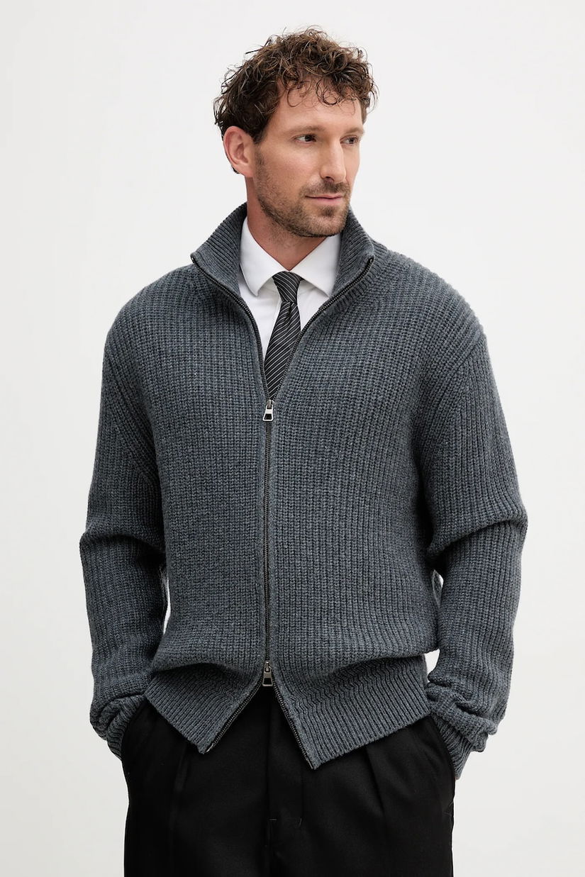 BOSS pulover de lână BECKHAM X BOSS culoarea gri, 50554340