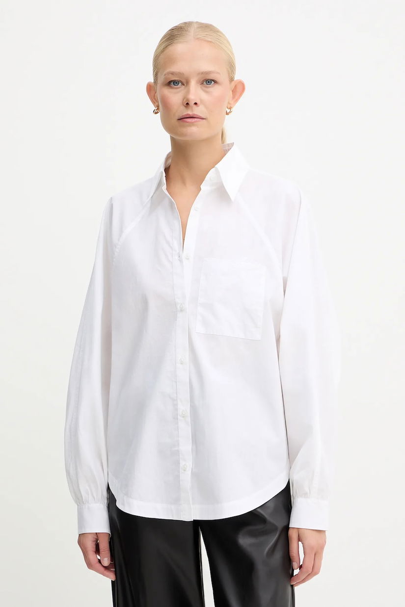 BOSS Orange cămașă din bumbac culoarea alb, cu guler clasic, relaxed, 50552163