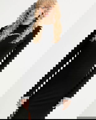 Karl Lagerfeld Jeans rochie culoarea negru, mini, mulată, A4W13005