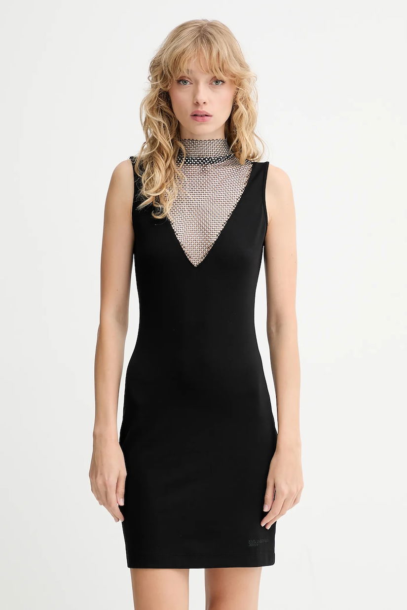 Karl Lagerfeld Jeans rochie culoarea negru, mini, mulată, A4W13009