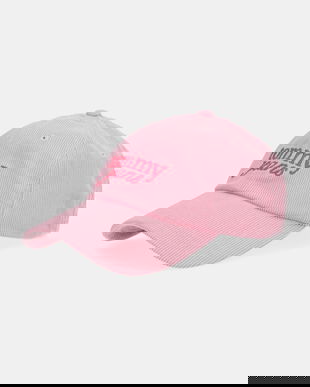 Tommy Jeans șapcă de baseball din catifea culoarea roz, AW0AW17908