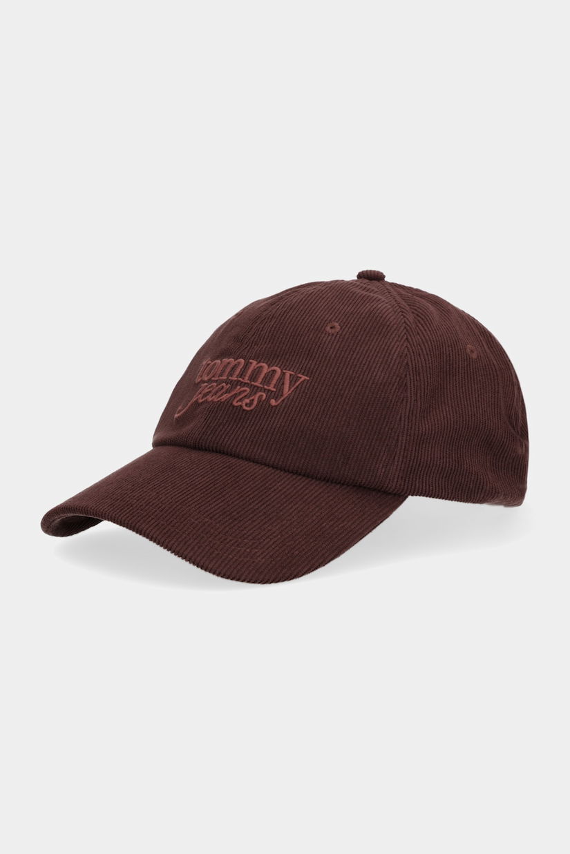 Tommy Jeans șapcă de baseball din catifea culoarea maro, AW0AW17908