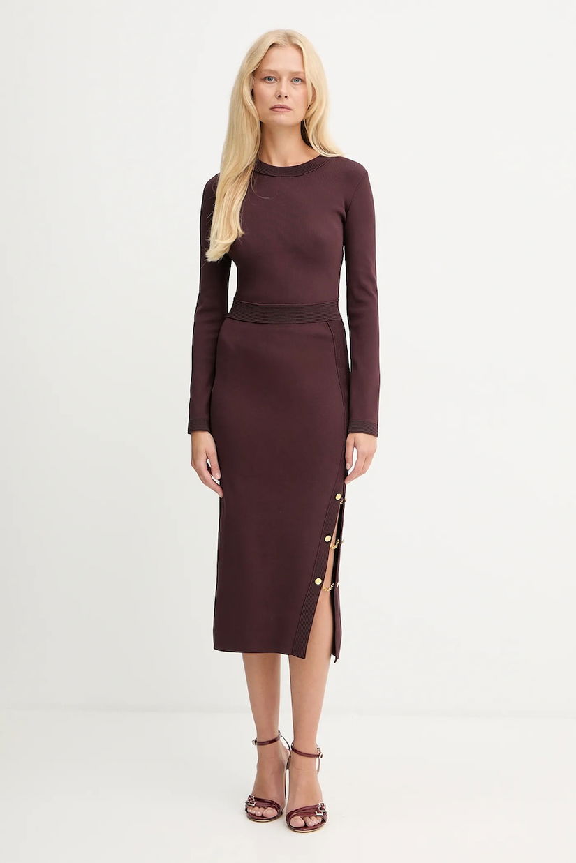 Elisabetta Franchi rochie culoarea bordo, midi, mulata, AM28S57E2