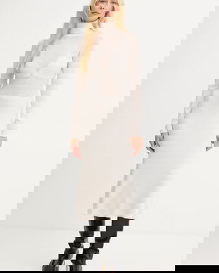 Elisabetta Franchi rochie cu lână culoarea bej, midi, evazati, AM30S57E2