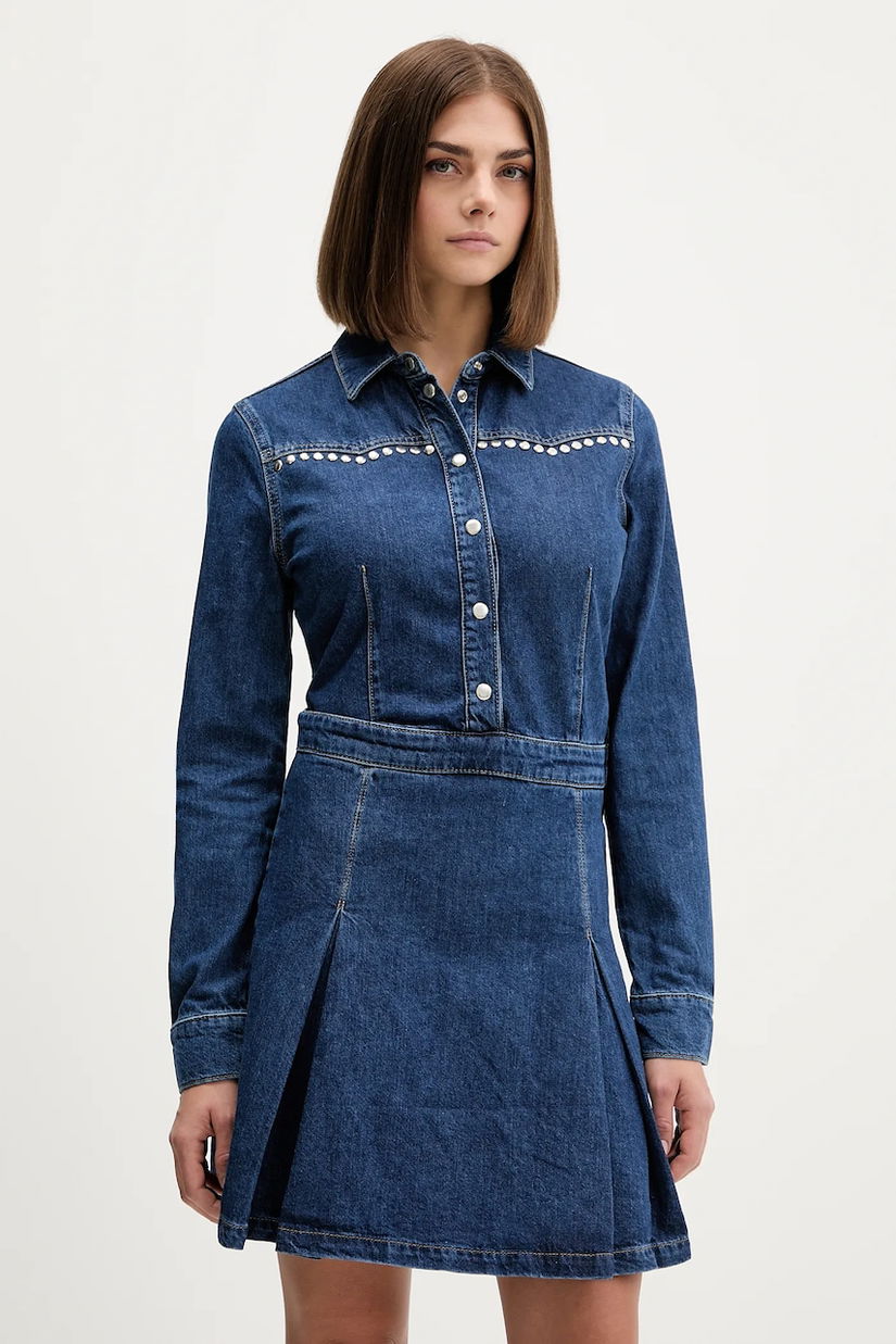 Karl Lagerfeld Jeans rochie jeans culoarea bleumarin, mini, evazati, A4W13002