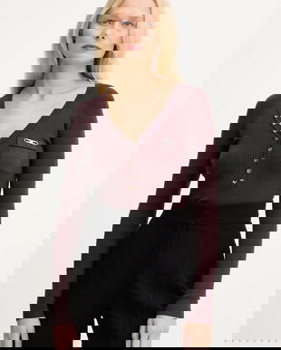 Elisabetta Franchi pulover din amestec de mătase culoarea bordo, MK12B56E2