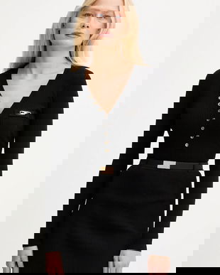 Elisabetta Franchi pulover din amestec de mătase culoarea negru, MK12B56E2