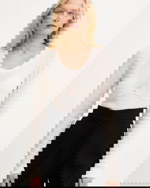 Elisabetta Franchi pulover din amestec de lână culoarea bej, light, MK35S57E2