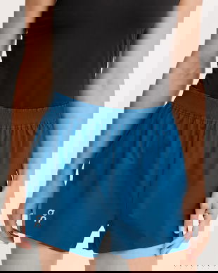 On pantaloni scurți de alergare culoarea bleumarin, uni, high waist, 1WF10333536