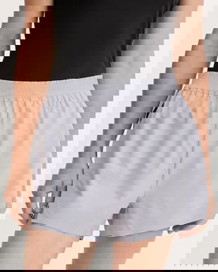 On pantaloni scurți de antrenament culoarea violet, cu imprimeu, high waist, 1WF10330174