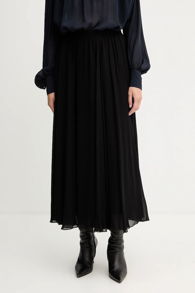 Marella fustă culoarea negru, midi, evazati, 2523106011200