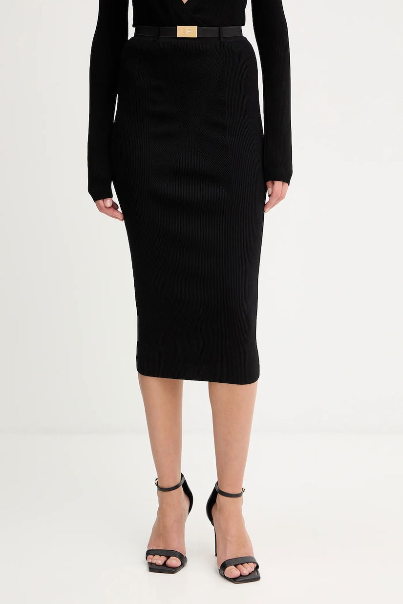 Elisabetta Franchi fustă culoarea negru, midi, creion, GK17B56E2