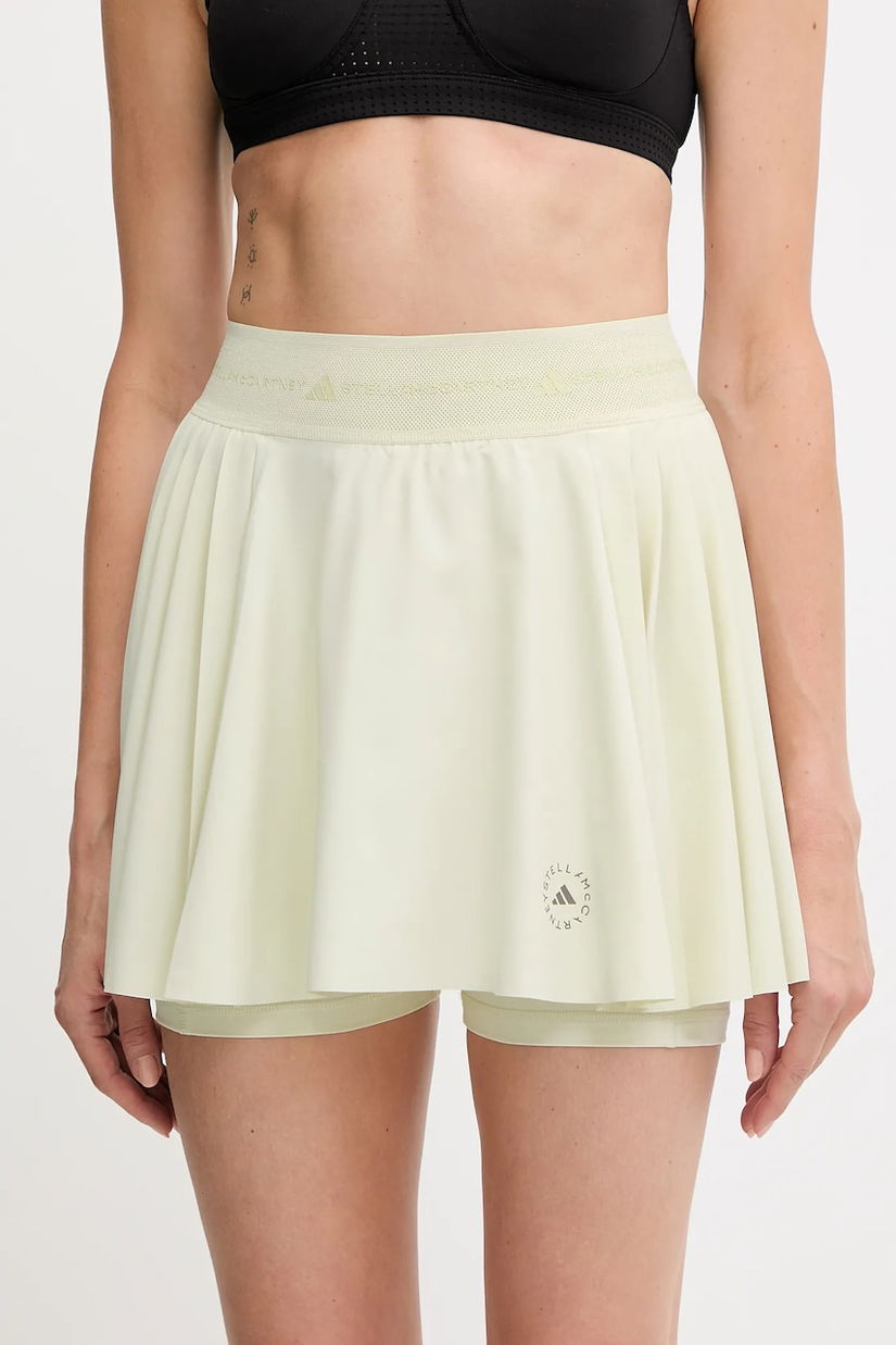 adidas by Stella McCartney fustă sport culoarea bej, mini, evazati, JW4573